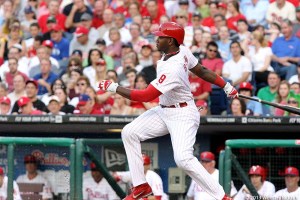Domonic Brown has been struggling at the plate and in the field. His misplay of a fly ball cost the Phillies in Wednesday's loss to the Miami Marlins. Photo by Webster Riddick.