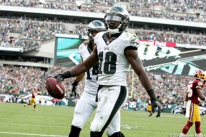 Jeremy Maclin has been the big home run hitter among the Eagles receivers. Photo by Webster Riddick. 